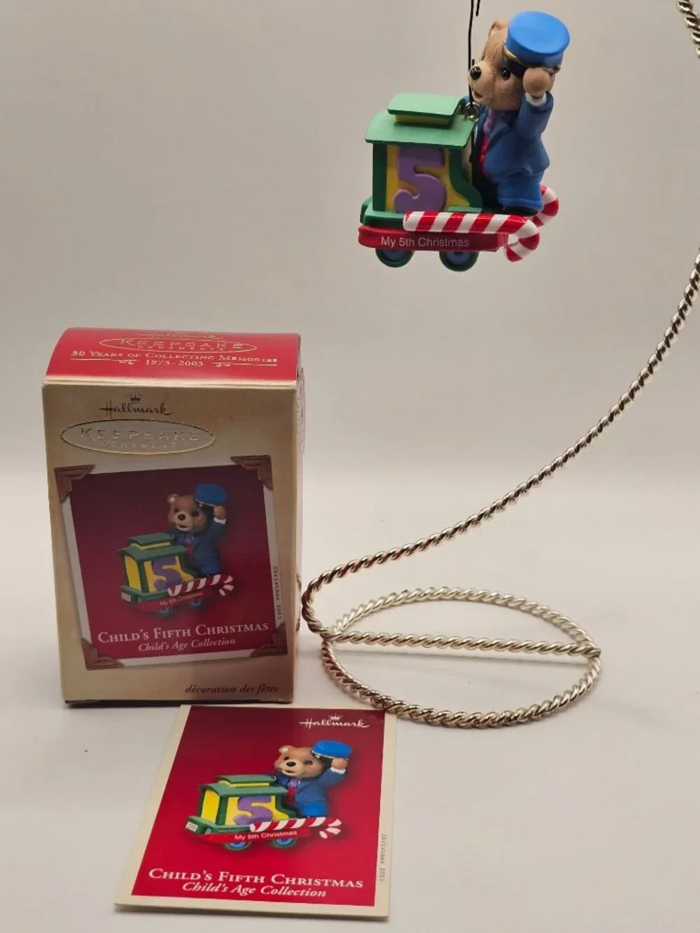 Hallmark Keepsake Childs Fifth Christmas Ornament 2003 Bear Train Age Collection